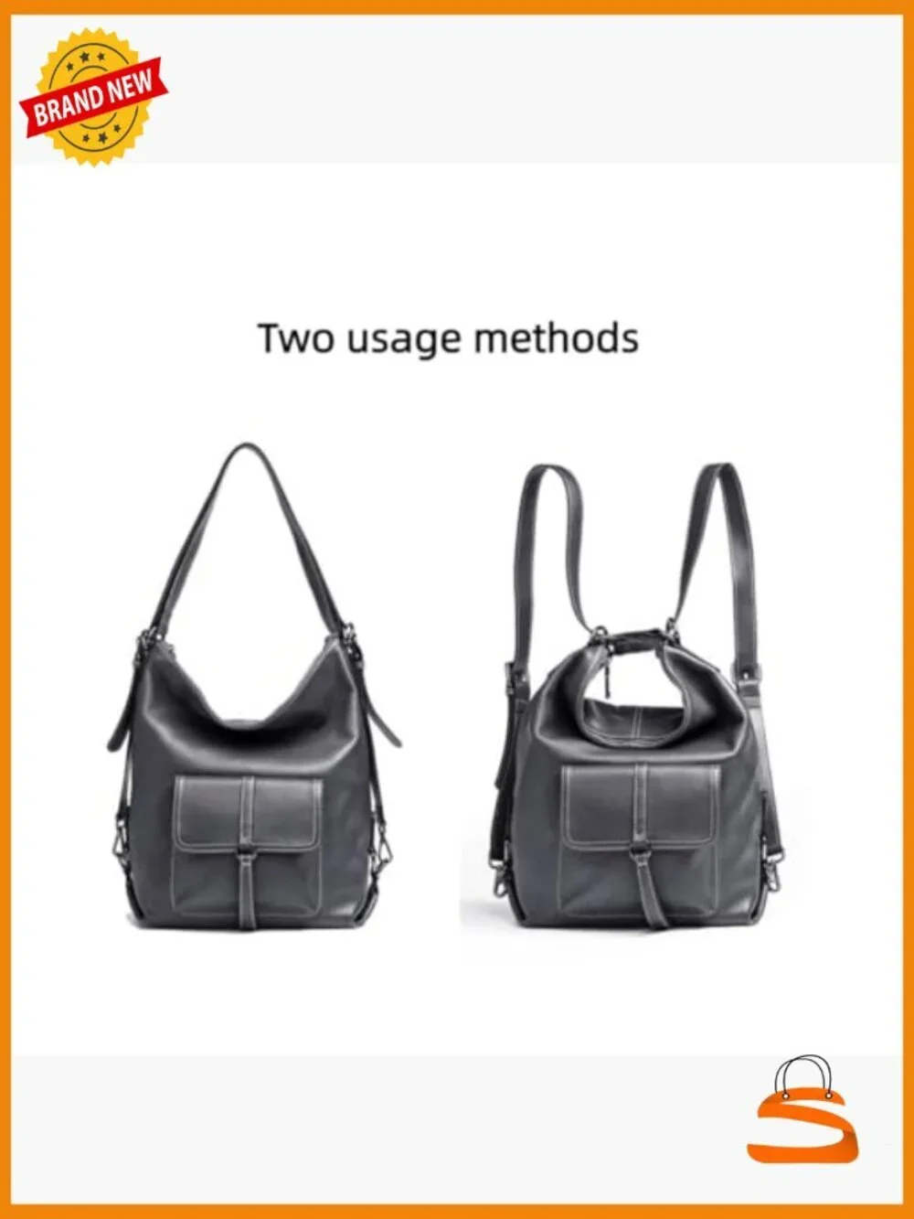 Genuine Leather Backpack Purse Large Capacity Anti-Theft Travel Convertible